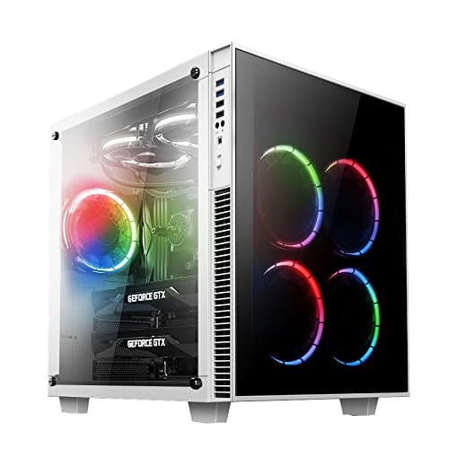 anidees AI-CL-Cube-W-RGB ATX Steel/Tempered Glass Cube PC Case Support E-ATX, 280/240 Radiator - White(RGB Version)