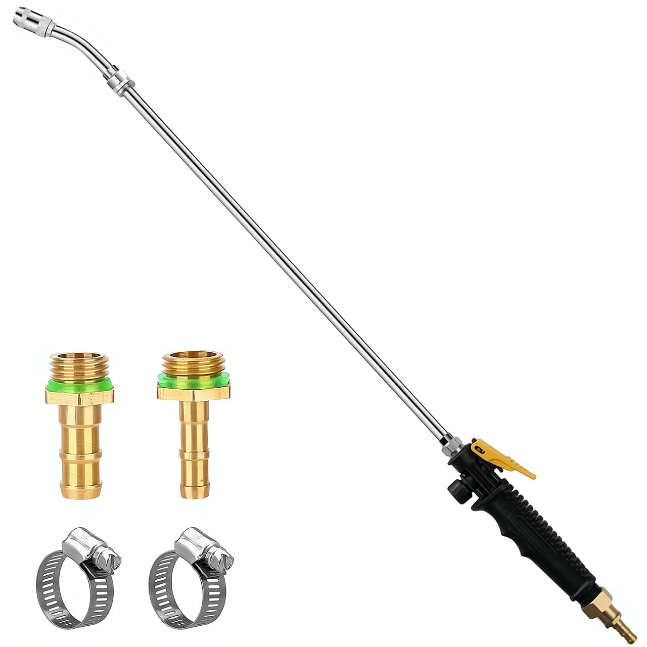 29 Inches Sprayer Wand,1/4" & 3/8" Brass Barbs Sprayer Wand Replacement, Stainless Steel Replacement Sprayer Wand with Shut off Valve & 2 Hose Clamps (1/4" & 3/8" Barb Sprayer Wand)