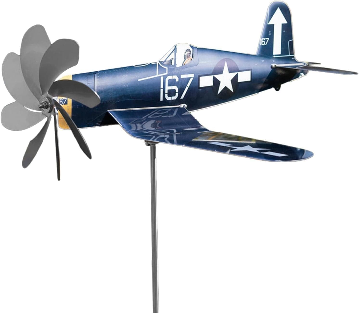 Airplane Wind Spinner Aircraft Pinwheel - 2024 New Airplane Wind Spinner Metal Airplane Weathervane, Handmade Airplane Weathervanes Windmill, Outdoor Weathervanes Decor Gift for Flight Lovers (Blue)