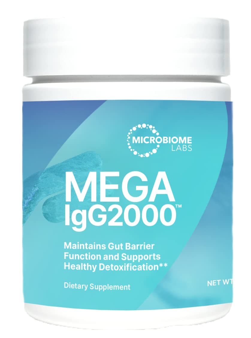 Microbiome Labs Mega IgG2000 Gut Health Powder for Women, Men & Kids 2+ - IgG Immunoglobulin Supplement for Digestive Health Support - Dairy-Free Bovine Colostrum Supplement Alternative (2.1 Ounces)