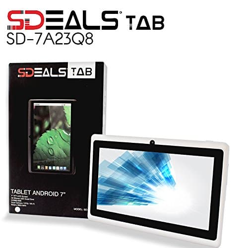 Sdeals Tablet. Quad Core Google Android 4.4 KitKat Tablet PC with Touchscreen, 8 gb Bluetooth, HD Dual Camera, Google Play Pre-loaded, 3D-Game Supported (white)