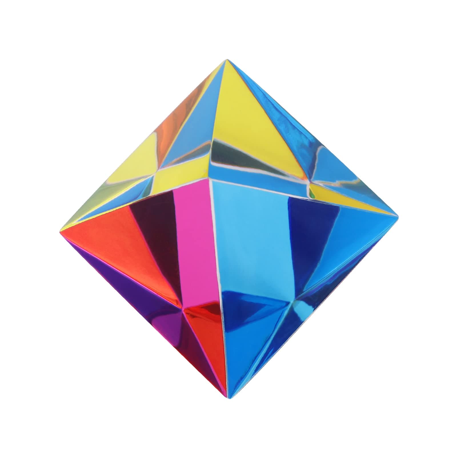 CMY Color Orthoctahedron, 46mm (1.8 inch) Regular Octahedron Prism for Home or Office décor, STEM/STEAM Desktop Toys Easter Basket Stuffer for Kids