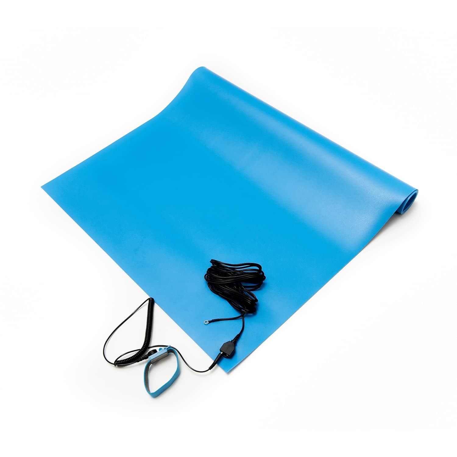 BertechESD Mat Kit with a Wrist Strap and a Grounding Cord, 18" Wide x 30" Long x 0.093" Thick, Blue