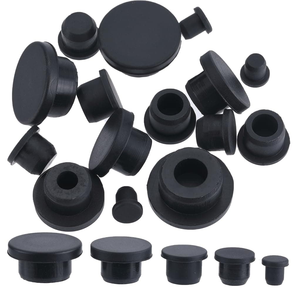 GORGECRAFT 20Pcs 5 Sizes Silicone Hole Plug Black Rubber Round Waterproof Button Tube End Cover Soft Flexible Stopper Plugs Furniture Accessory Fit for Bottle Pipes 7.5-21mm Inner Diameter