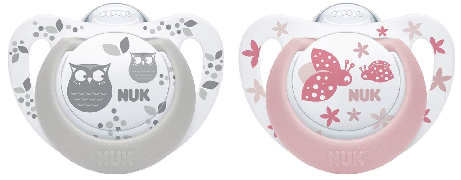 NUK Genius Color Silikon Orthodontic Plus Soother Size 1, (0-6m) Girl 2 Pack