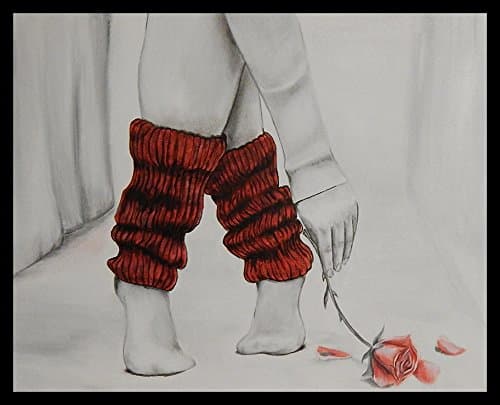 FRAMED Lady With The Rose by Ed Capeau 16x12 Art Print Poster Wall Decor Ballerina Feet Dancer Socks Leg Warmers Rose Petals Black and White Color Splash