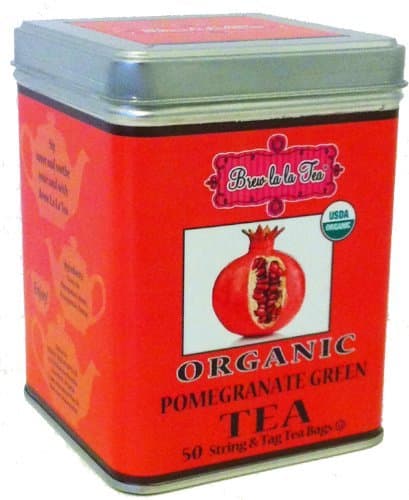 Brew La La Organic Pomegranate Green Tea, 50 Bags, Pack of 2