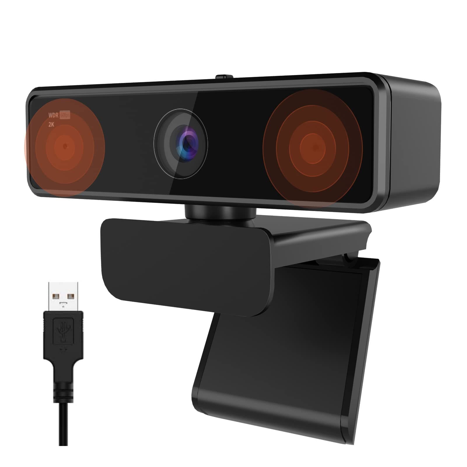 NUROUMV11 2K Webcam for PC, 1080P 60FPS FHD Web Camera with Microphone&Privacy Cover, 1440P@30fps, 90° Wide-Angle, USB Plug&Play for Mac/Laptop/Desktop/Computer, for Zoom/Teams/Webex/Google Meet