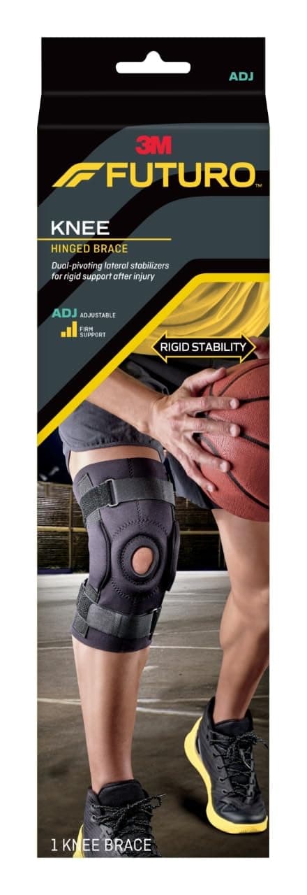 Futuro Hinged Knee Brace, Firm Stabilizing Support, Adjust to Fit, Black