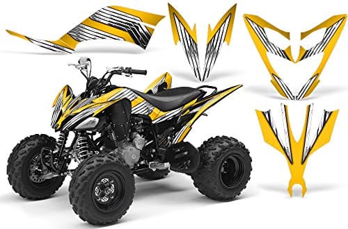 CreatorX Graphics Kit Decals Stickers for Yamaha Raptor 250 Graphics Chromium Yellow