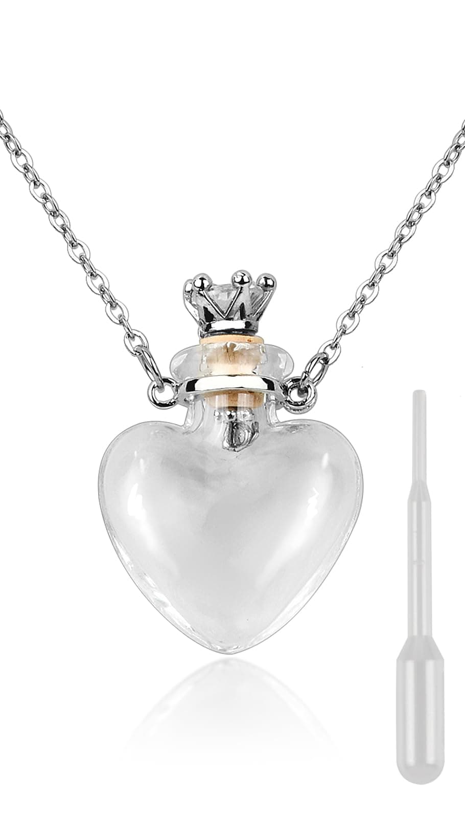 DS. DISTINCTIVE STYLE Vial Necklace Heart Shaped Perfume Bottle Pendant Blood Vial Necklace for Liquid Memorial Jewelry for Ashes Glass Keepsake Urn Necklace for Women