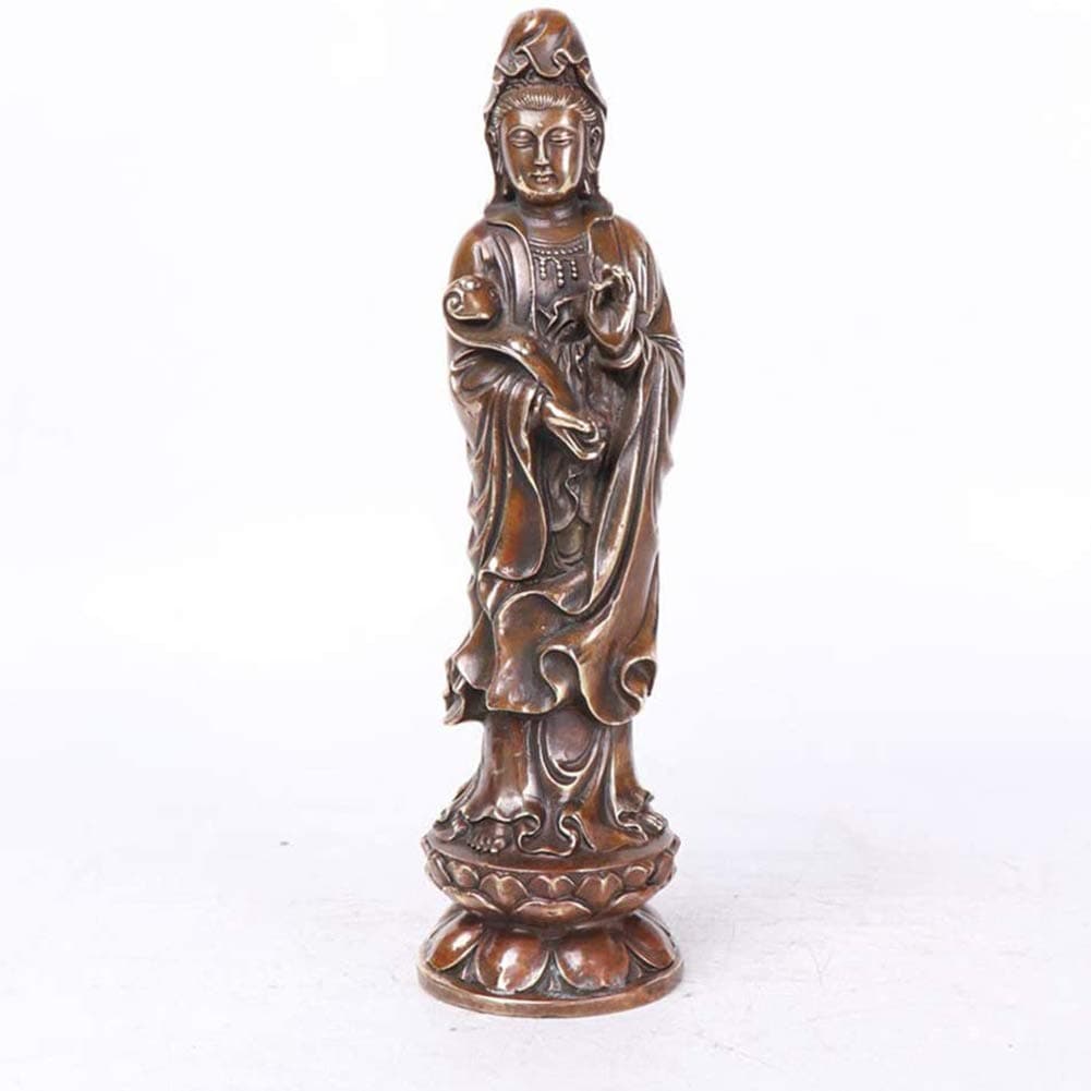 Statue of Guanyin Feng Shui Decoration, Bodhisattva Diosa Kuan Yin standing on lotus Statue Decoration, creative immortal of misery and compassion Kwanyin Guanyin decorative