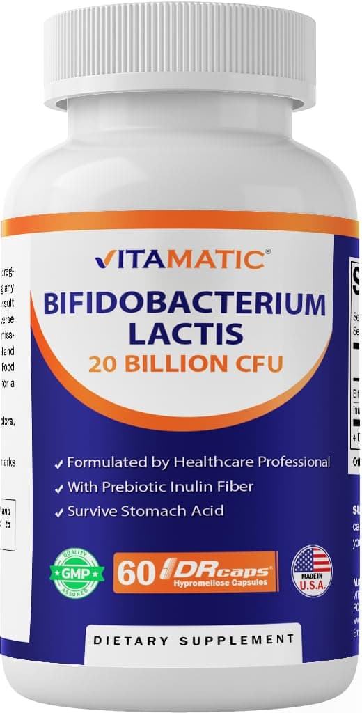 Bifidobacterium lactis - 20 Billion per DR Capsule - 60 Count - Digestive Support - Made with Prebiotic Inulin Fiber