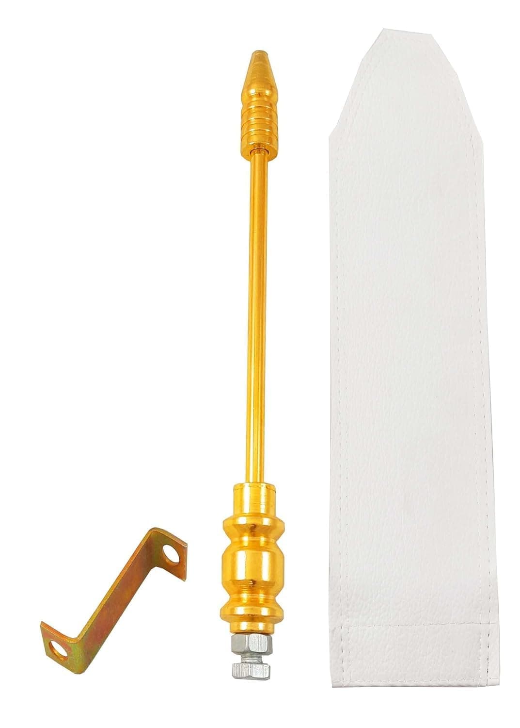 Golden Car Flag Rod with Bracket and Cover (Golden) for All Car Models/Judgement Rod/Corner Rod (White)