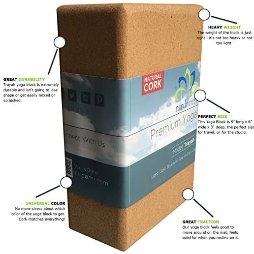Nirdami Trayah Cork Yoga Block, Slip Resistant, Eco Friendly, Ideal for Yoga or Pilates, Great for Beginners and Advanced Yogis, Perfect for Home or Studio
