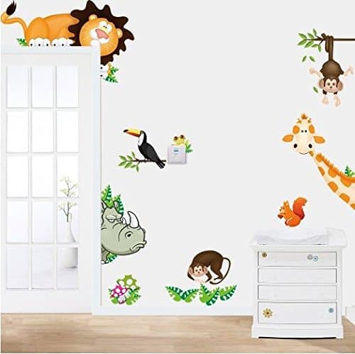 Yummiexpress Zoo Explosion Wall Decals - Package Includes: Giraffe, Lion, Monkey, Rhino, and Many More Cartoons for Children Kids or Baby Rooms