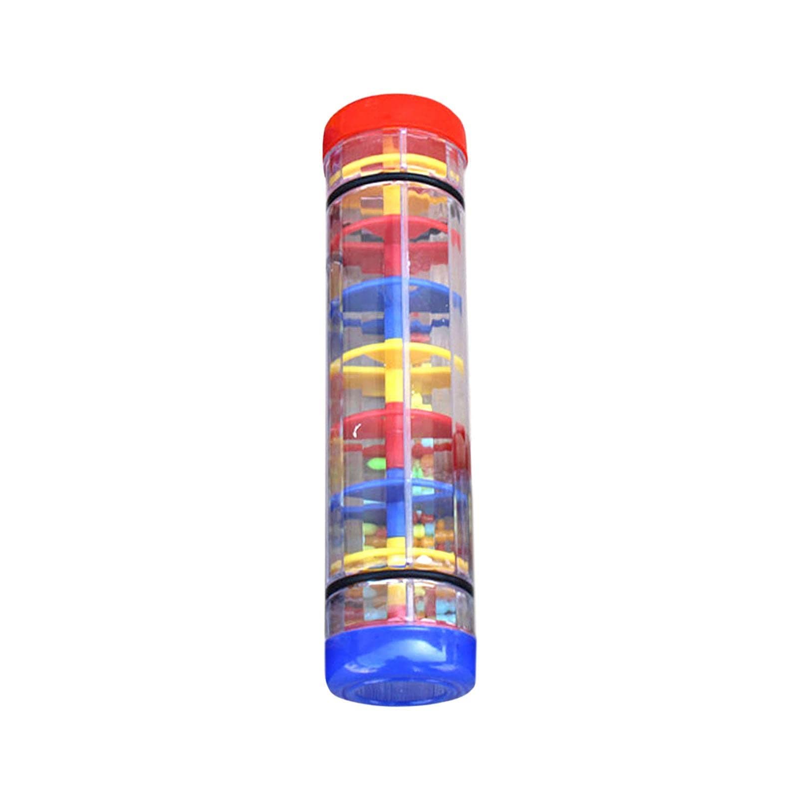 ERZU Rainmaker Rain Sticks - Mini Wooden Musical Shake - Beaded Raindrops - Rainbow Hourglass - Rain Maker Sound Toy - Baby Musical Toys For Kids Toddlers Boys Girls