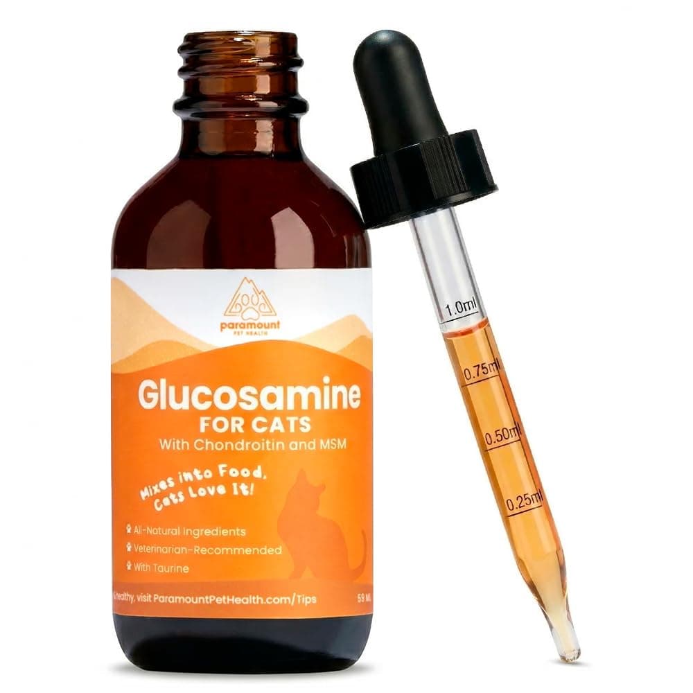 Liquid Glucosamine Chondroitin MSM for Cats, Hip & Joint Support Supplement, Helps Maintain Mobility and Flexibility, Senior Cat Glucosamine Drops for Daily Joint Care, 2 oz