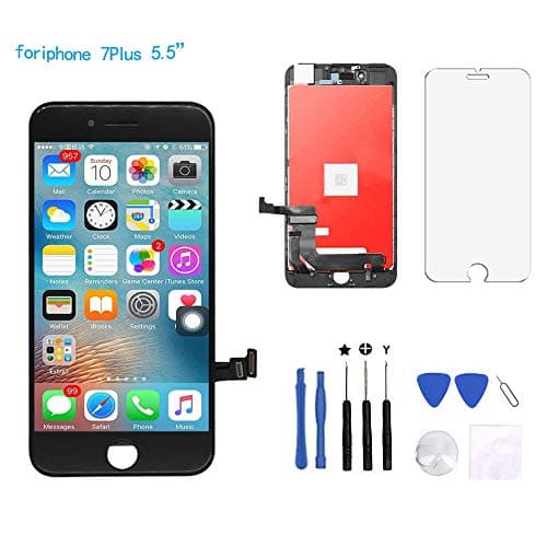 for iPhone 7 Plus Screen Replacement Black 5. 5'', LCD Display & 3D Touch Screen Digitizer Replacement Full Assembly, with Repair Tools and Screen Protector (iPhone 7Plus 5.5" Black)