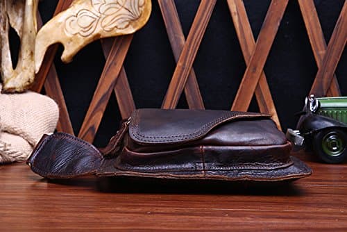 Men's Crazy Horse Leather Shoulder Chest Satchel Sling Bag Backpack Crossbody Riding Chocolate