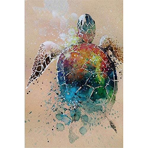 DIY Oil Paint by Number Kit for Adults Beginner 16x20 Inch - Colorful Sea Turtle,Drawing with Brushes Christmas Decor Decorations Gifts (Framed)