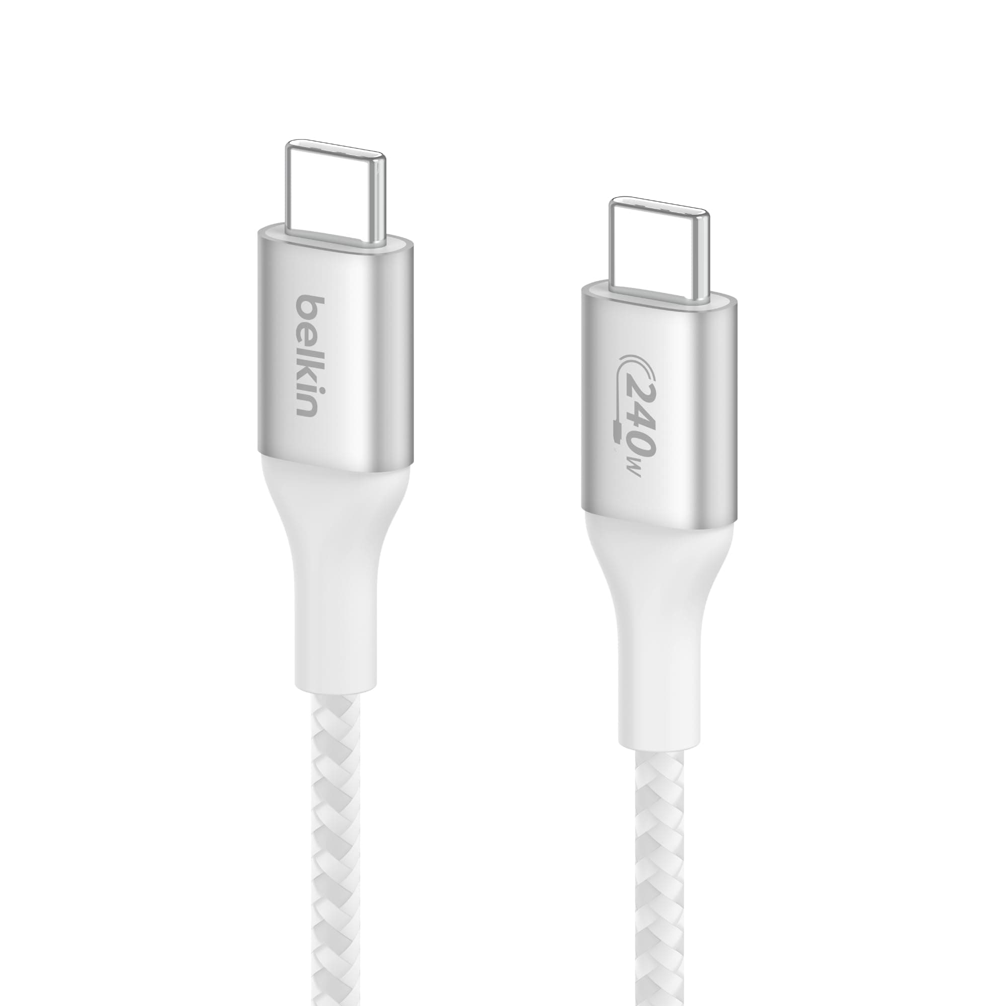 Belkin USB-IF Certified Smartphone Braided USB Cable 240 W USB-C To USB-C (Type C) Charge Cable, 6.6 Feet / 2M, White