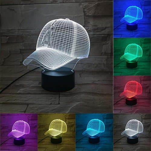 Novelty Baseball Cap 3D LED Night Light Illusion Colorful Hologram 3D Desk Lamp for Home Decor GIFS