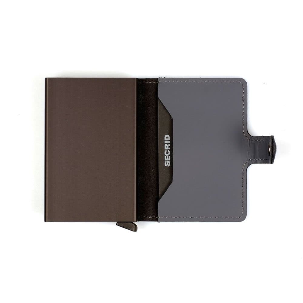 SECRID - Men's Mini wallet Genuine Matte Leather With RFID Safe Card Case for max 12 cards (Grey)