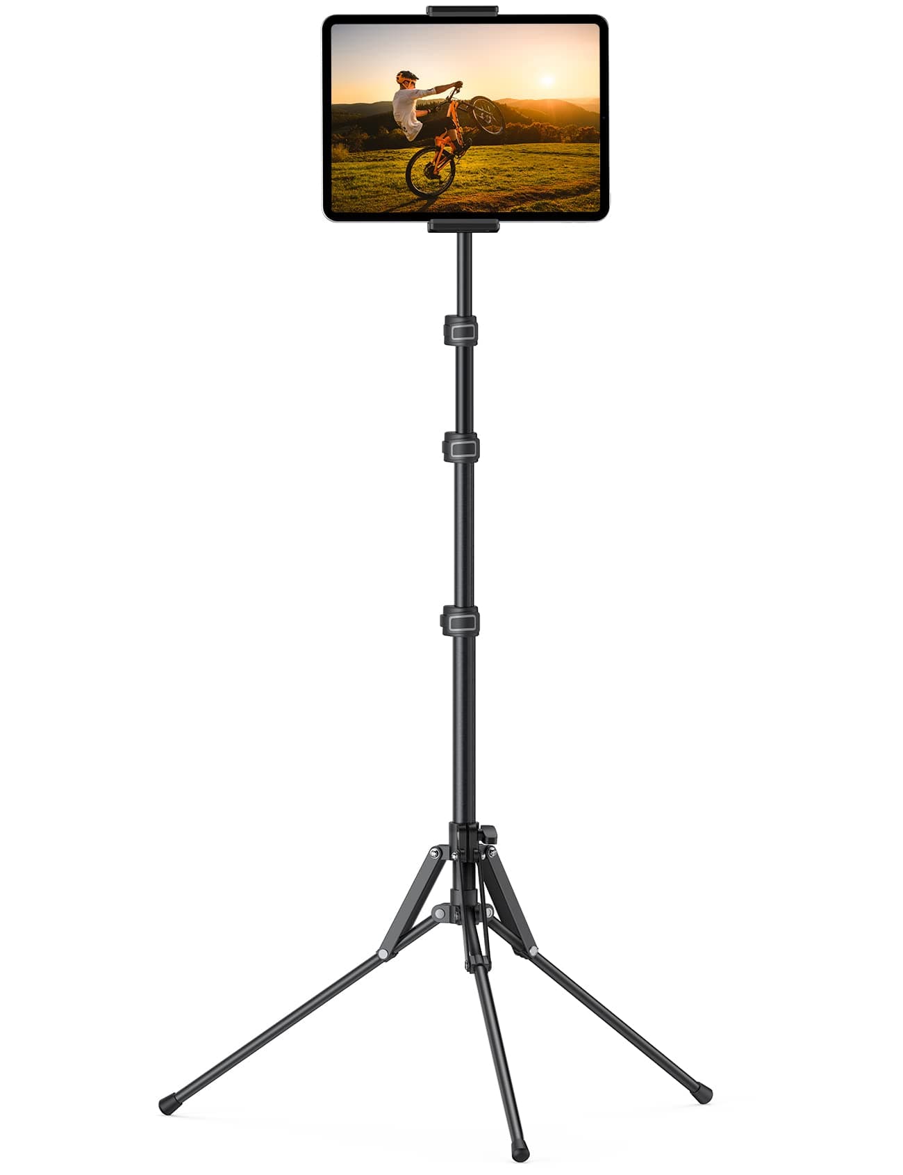 Tablet Floor Tripod Stand - 64.9" Tablet Holder Mount with Adjustable Height for Stream/Watching, for iPad Pro 12.9, Mini, Air, iPhone and 4.7-13" Tablet and Cellphone