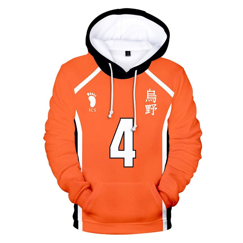 YYCHER Haikyuu Hoodie Karasuno 3D Printed Pullover Jacket Ushijima Wakatoshi Hinata Shoyo Nishinoya Volleyball Cosplay Costume Sweatshirt for Men and Women (Color : 1, Size : XS)