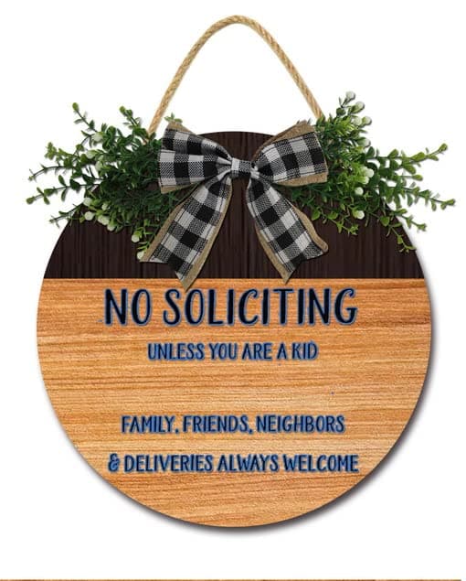 Ugtell No Soliciting Sign For House Rustic No Soliciting Sign Family Friends And Neighbors Welcome Front Door Sign No Soliciting Yard Sign No Soliciting For Door No Soliciting Wreath 12"