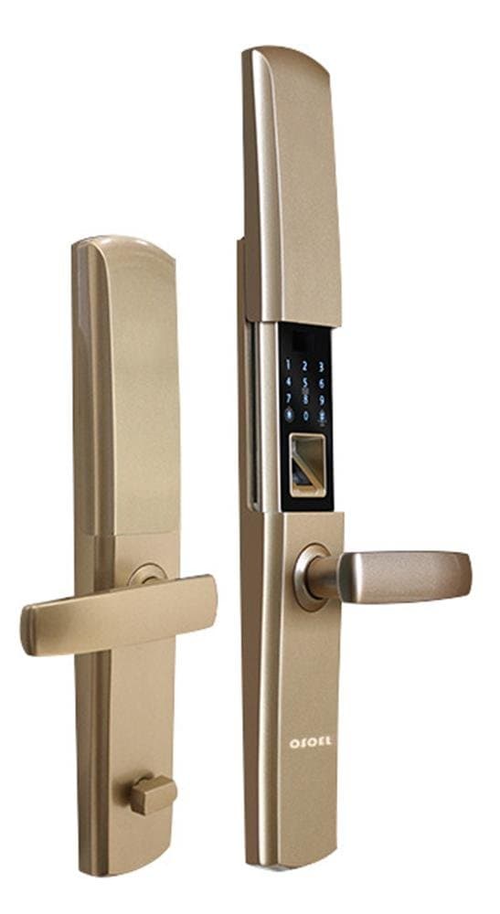 Smart Lock Fingerprint Lock Password Keyboard Lock Slider Remote APP/NFC Unlock, yellow, left hand