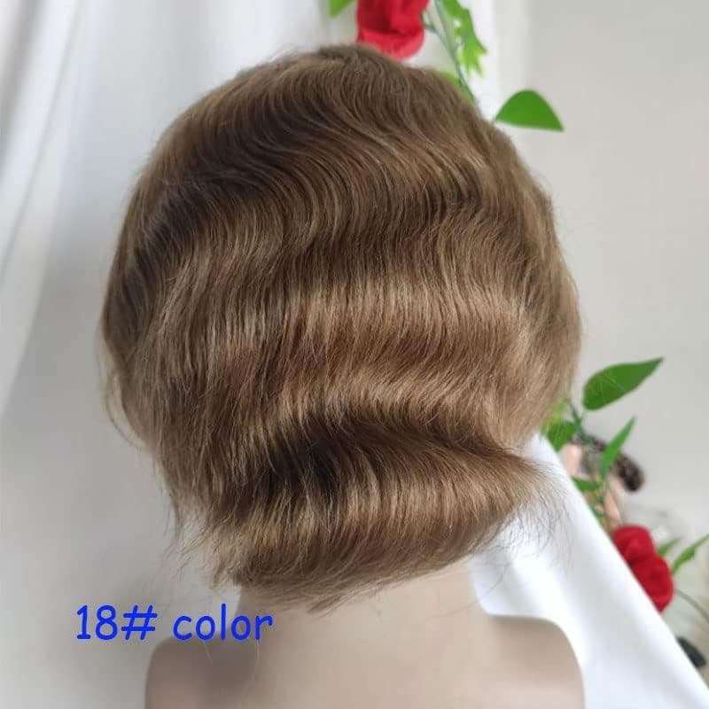 Men's Toupee Monofilament Net with PU around Base European Virgin Human Hair Lace Front Mens Hairpiece Hair Replacement System 10"×8" #18 Ash Blonde Brown Color
