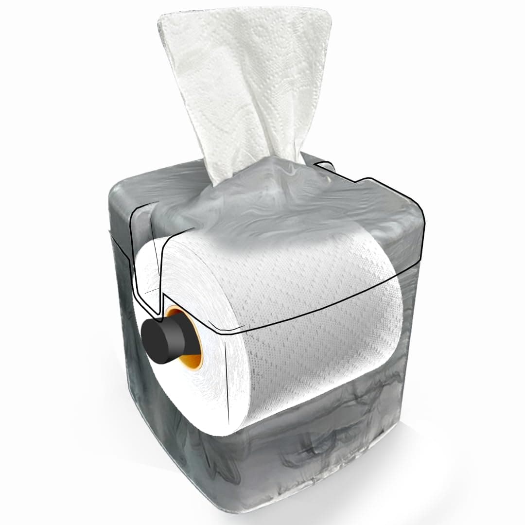 Tissuecaddy Life Hack Toilet Paper Dispenser - Money Saver Alternative to Tissue Box and Tissue Box Holder | Home, Bathroom, and More - Grey Granite