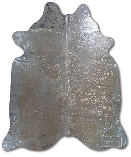 HLXFF3 Silver on White | Devore Metallic Brazilian Cowhide Rug