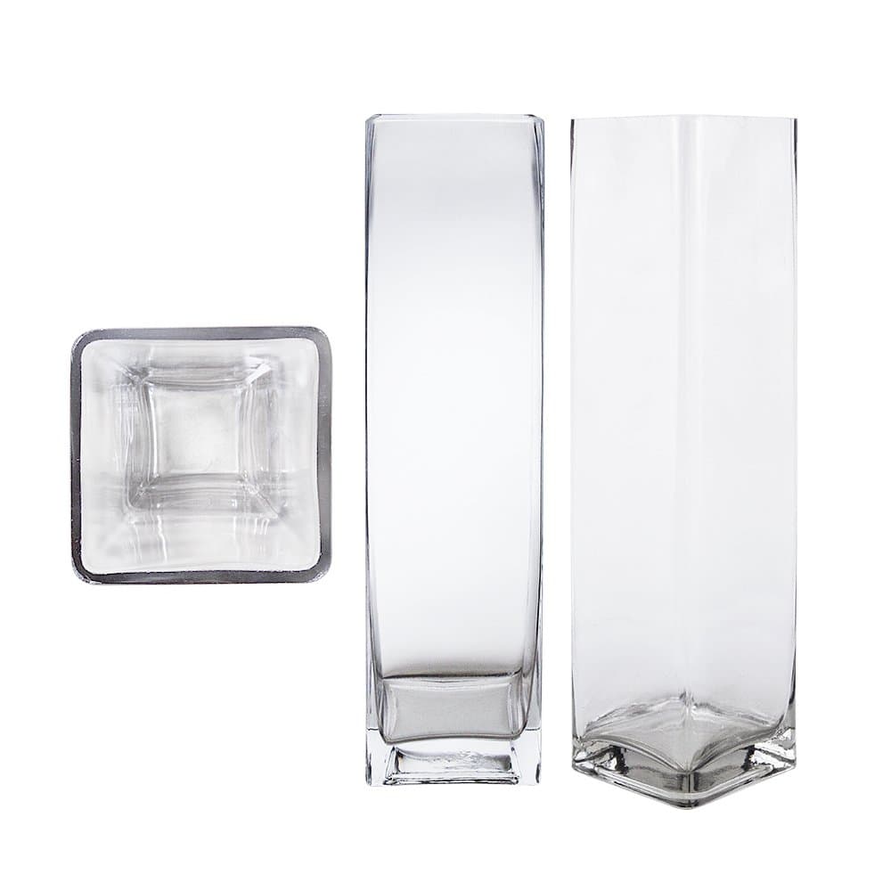 Square Cube 4 Inch x 16 Inch, Decorative Clear Glass Vase with Sturdy Base, Wedding Centerpieces, Flower Bouquets, Home Decor, Celebrations, Parties, Event Planning, Arts & Crafts