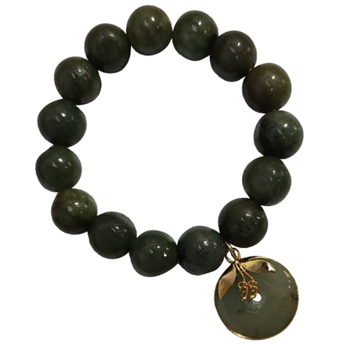 Natural Green Jade Real Jewels Bracelet Jewelry Fashion with Green Round Donut Prosperity for Women Men Charms