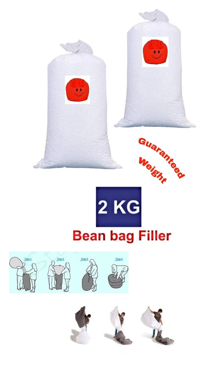 MAHARAJA BEANS Polystyrene BEAN BAG REFILL 2 Kg A-Grade Silky for Bean Bag Filler Refill (White)