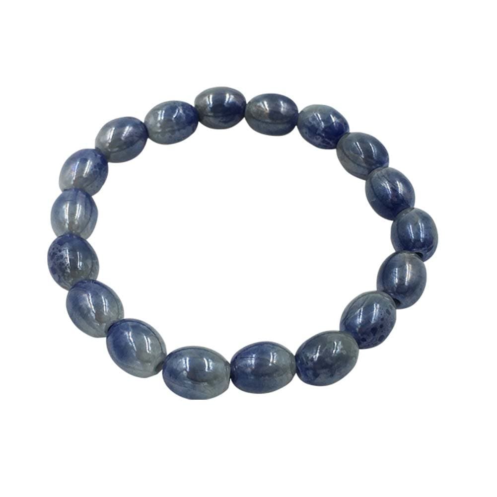 eleeColorful Health Ion Tourmaline Mixed Beads Stretch Bracelet Wristband Balance w/Box (Blue)