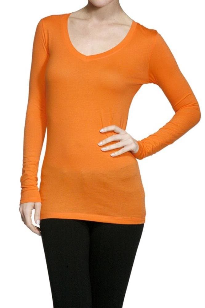 Active USAActive Basic Women's Basic Long Sleeve V-Neck Tee Small Black, White,2 Pack - Black, White,Small