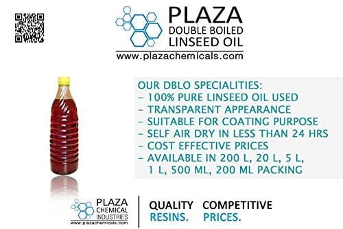 PLAZA Double Boiled Linseed Oil - 1 Litre Pack used for Wood Finishing, On Walls before applying paint, mixing in putty, bare wooden furniture, outside wooden furniture, Cricket bats, hockey, guitar