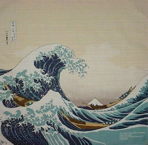 Furoshiki Hokusai's 'The Wave' Motif Japanese Fabric 48cm