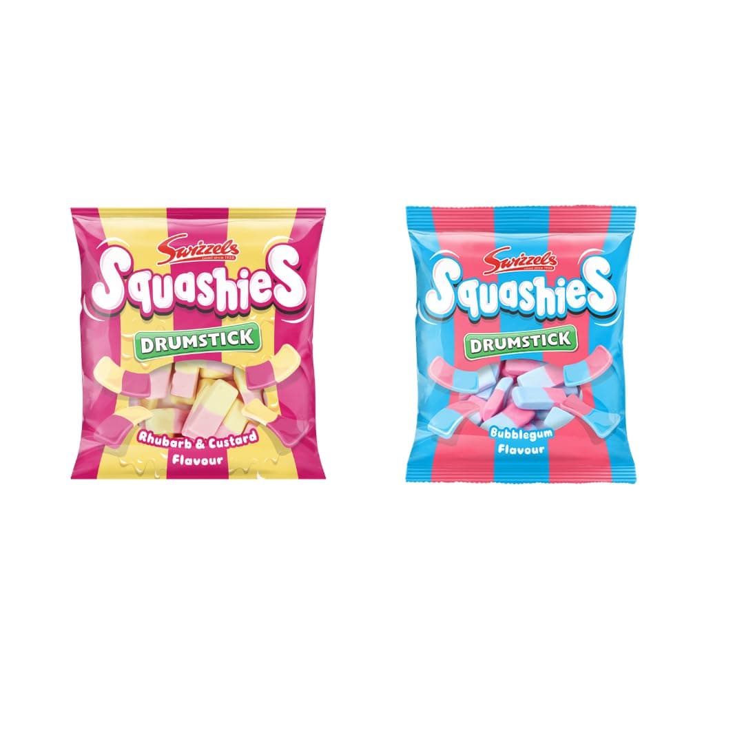 Squashie Drumstick Soft Candy Chews – BUNDLE | Vareity of flavours | Imported from UK – Pick Your Favorite Flavours (Squashie Drumstick Soft Candy Chews – Rhubarb + Bubblegum – 2 Pack – Imported from UK)