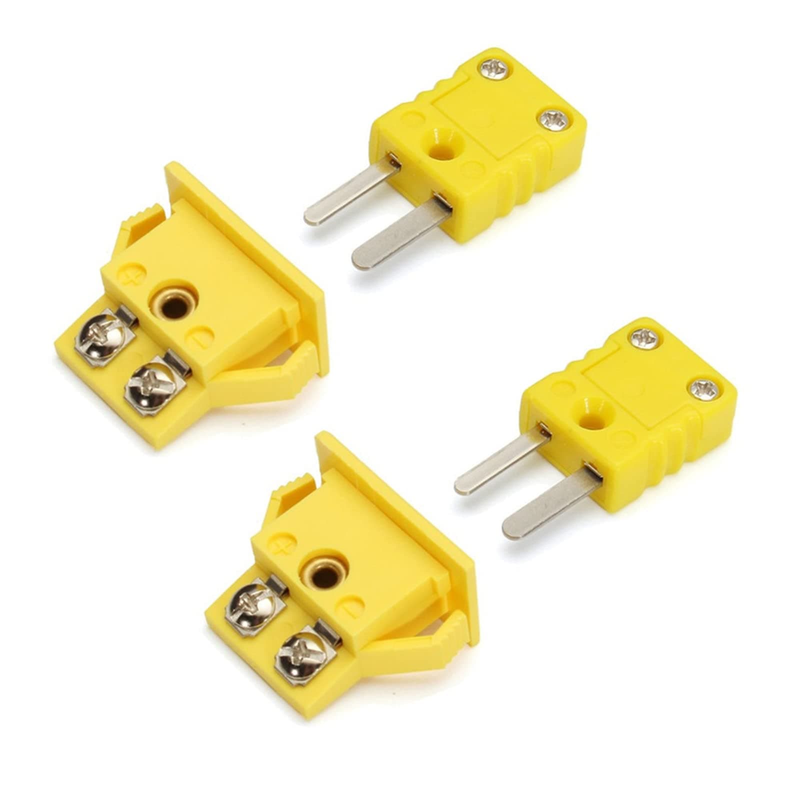 2Set K-Type Panel Mount Thermocouple Miniature Socket and Plug Connector(Yellow)