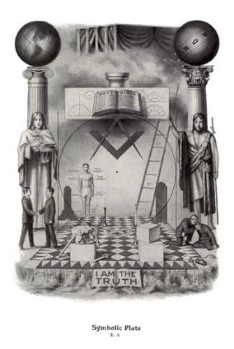 Rare Set Masonic Symbolic Plate Art Ring Chart Trestle tracing Board Print