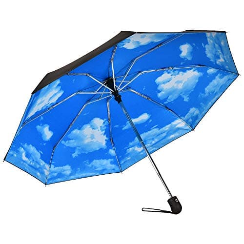 Travel Mini Umbrella Windproof Automatic Umbrellas Auto Open Close Lightweight Portable Sun&Rain Floding Compact Umbrella for Women Men Kids(Blue Sky)