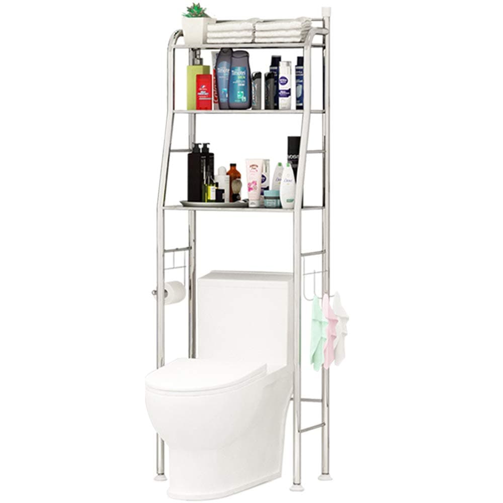 Yaotop Shelf Bathroom Space Saver,3-Tier Toilet Towel Storage Rack Holder Over The Bathroom Toilet Shelf Organizer,18.8" X 18.8" X 65.3",（Stainless steel）