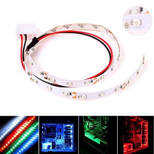 CrazyDeal 50CM 30 SMD 3528 LED Flexible PC Computer Case Strip Light Self-adhesive White