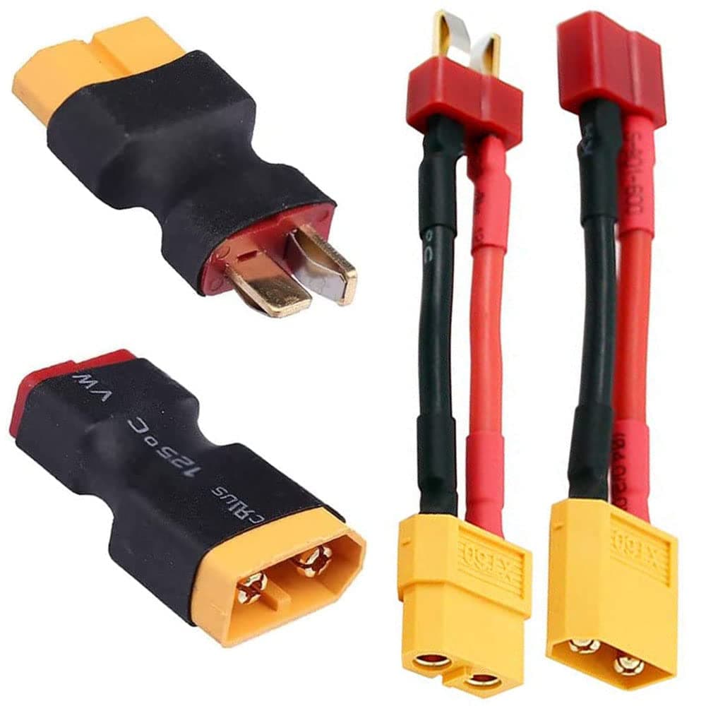 T Plugs to XT60 Adapter Connector Male Female for RC Lipo Battery Charger (2Pairs)