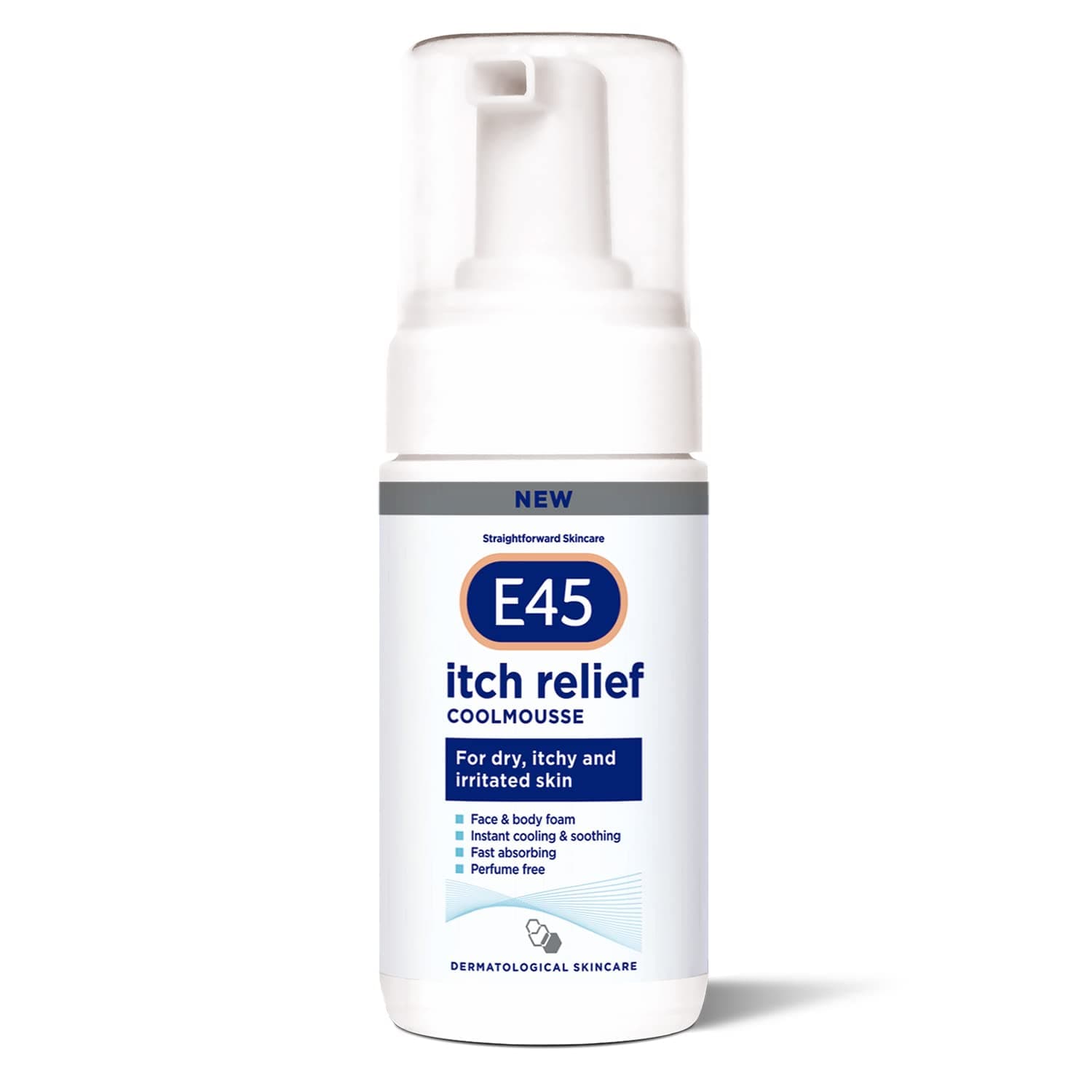 E45 Itch Relief Coolmousse 100ml – Face and Body Foam for Dry Skin, Itchy Skin and Irritated Skin - Cooling Foam to Soothe Itchy Skin